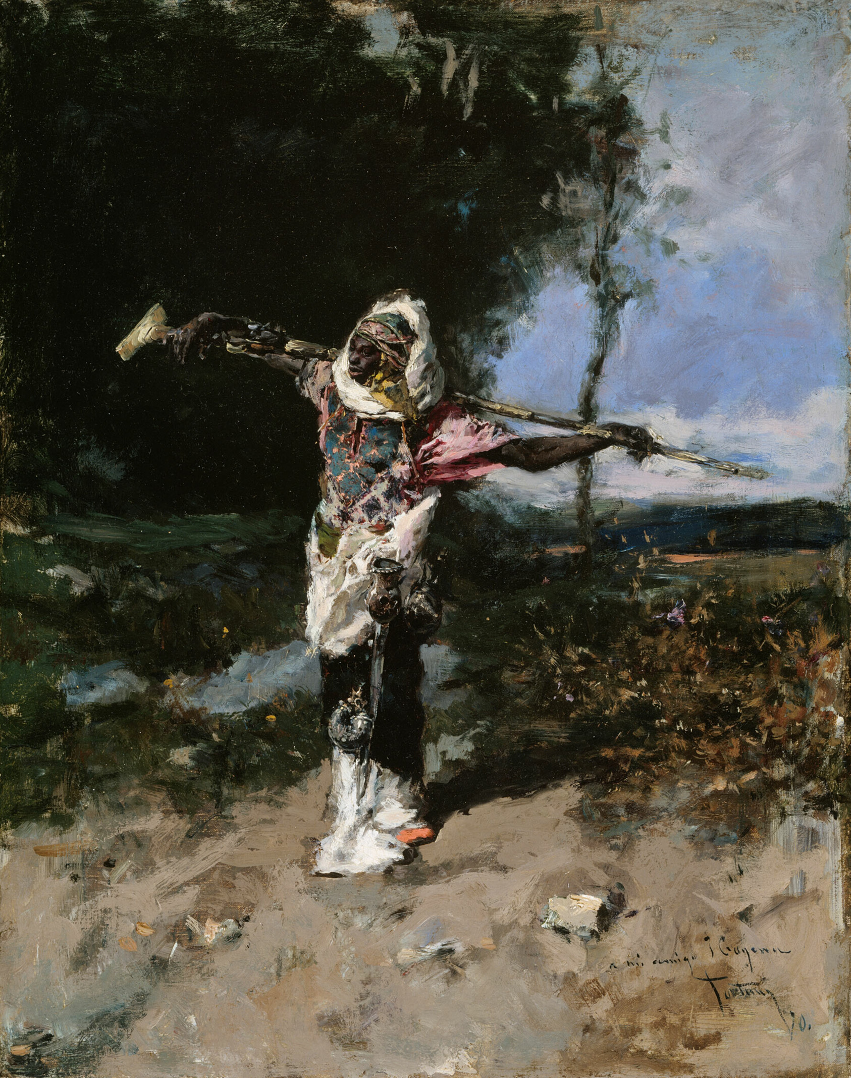 A work made of oil on canvas.