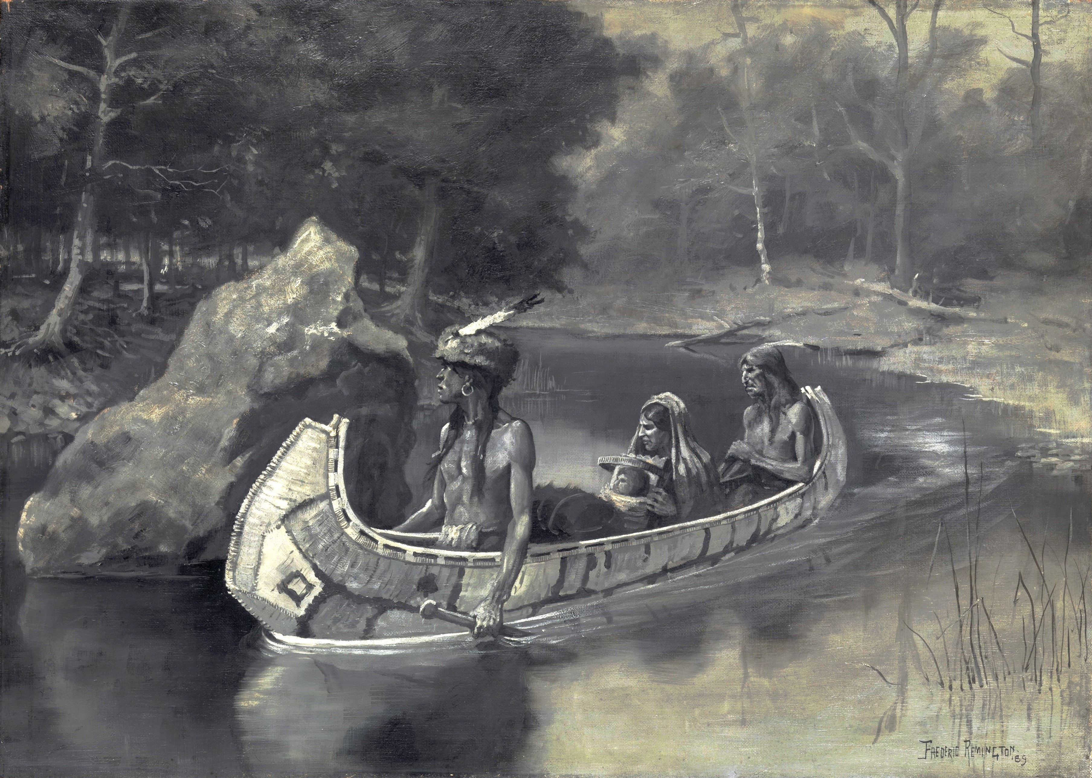 Pitched It Sheer into the River . . . Where It Still Is Seen in the Summer by Frederic Remington