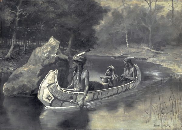 Pitched It Sheer into the River . . . Where It Still Is Seen in the Summer by Frederic Remington