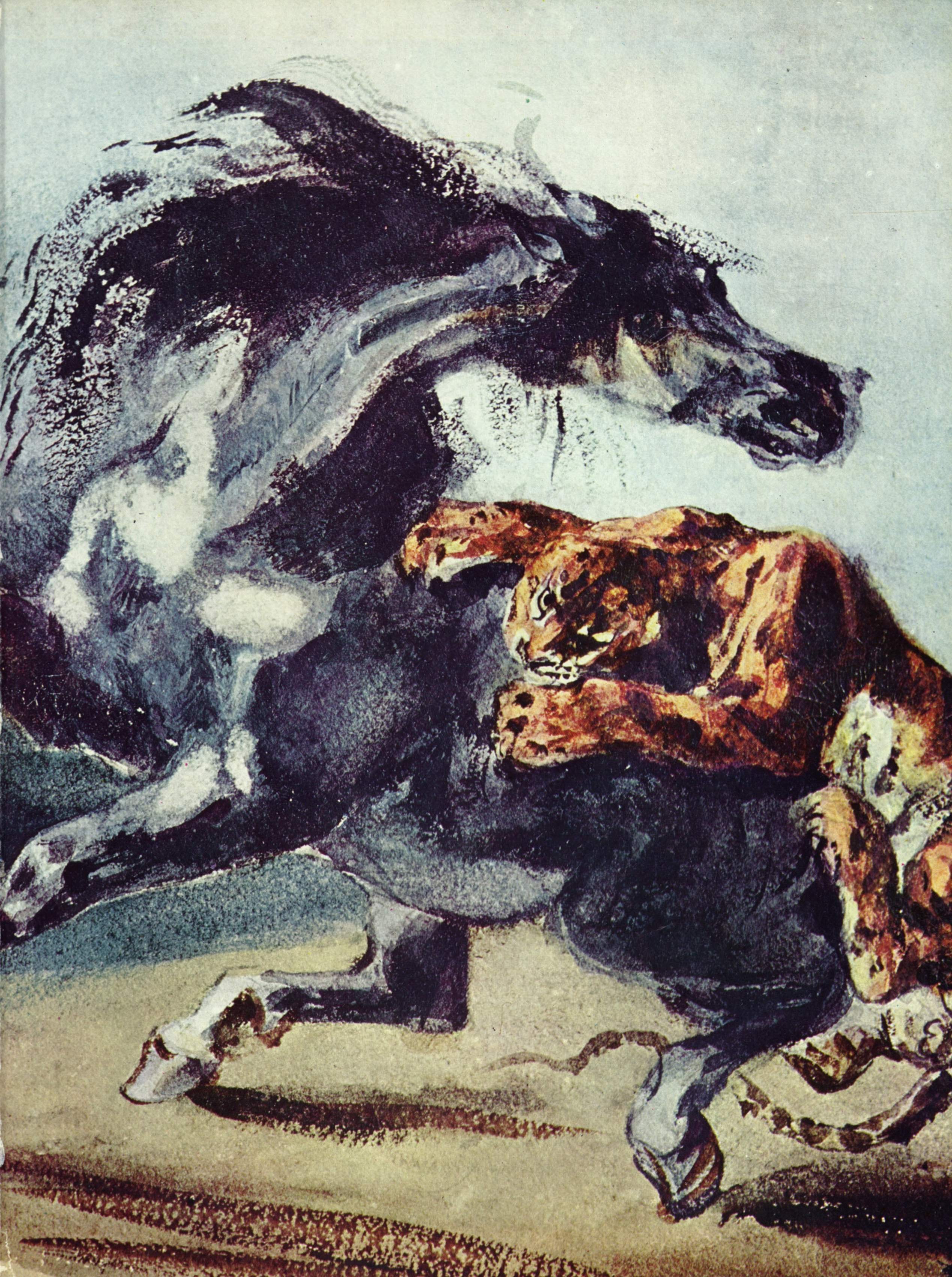 Tiger greift ein Pferd an by Eugène Delacroix