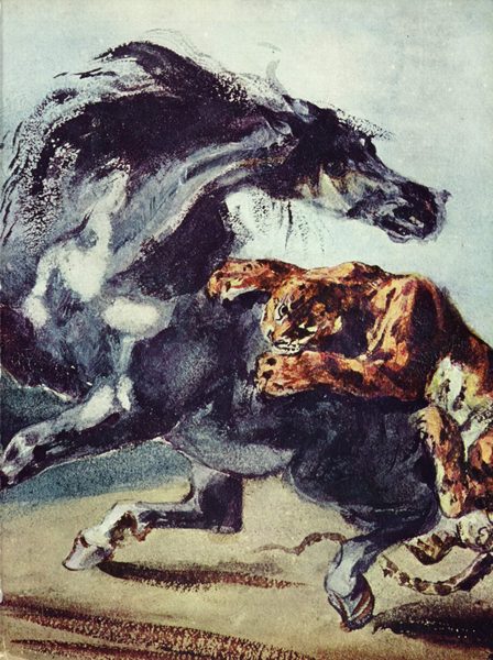 Tiger greift ein Pferd an by Eugène Delacroix