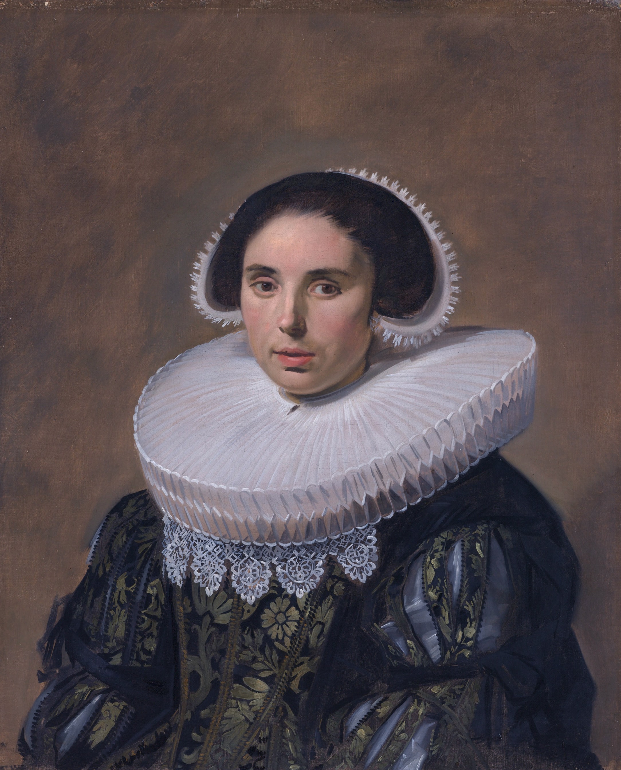 Portrait of a woman, possibly Sara Wolphaerts van Diemen (1594-1667). Second wife of Nicolaes Hasselaer . by Frans Hals
