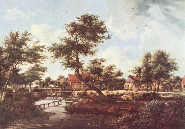 Dorf mit den Wassermühlen by Meindert Hobbema