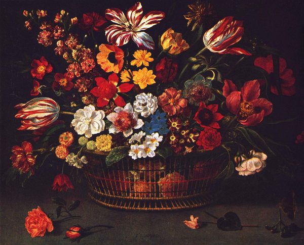 Basket with flowers by Jacques Linard