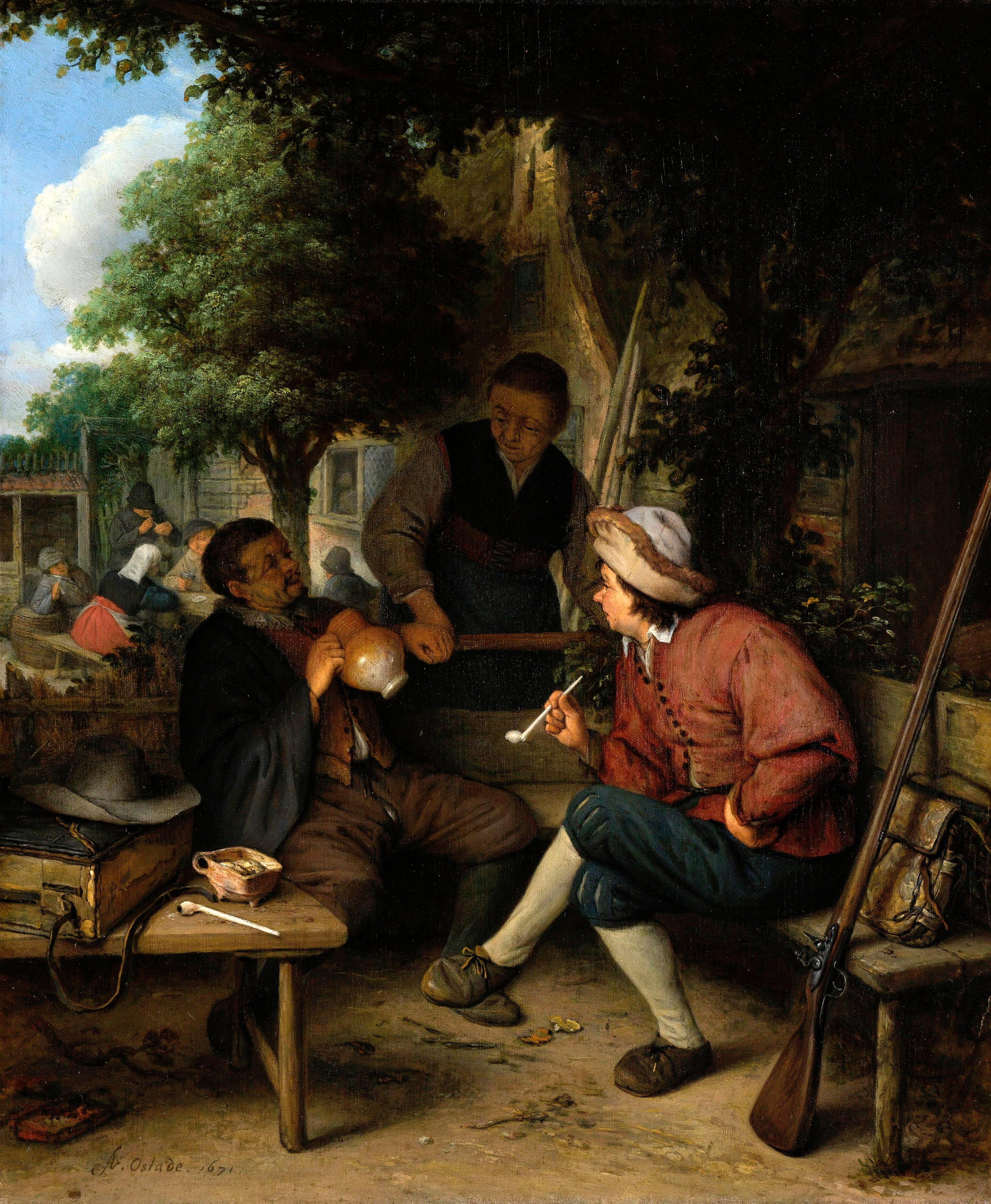 Resting travellers . by Adriaen van Ostade