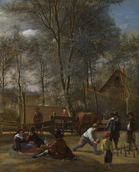 Skittle Players outside an Inn. by Jan Steen