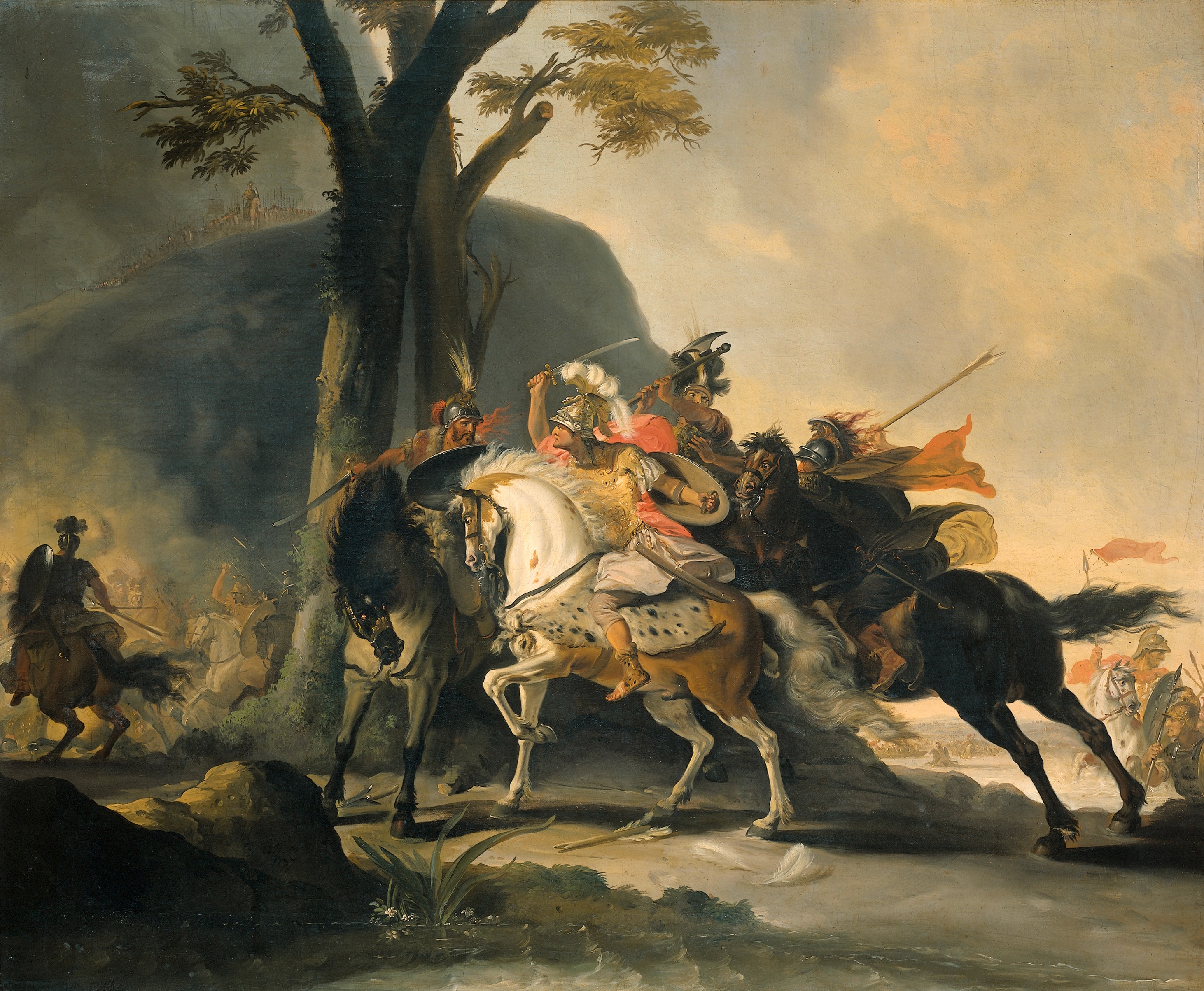 Alexander the Great in the battle against the Persians at the Granicus. by Cornelis Troost