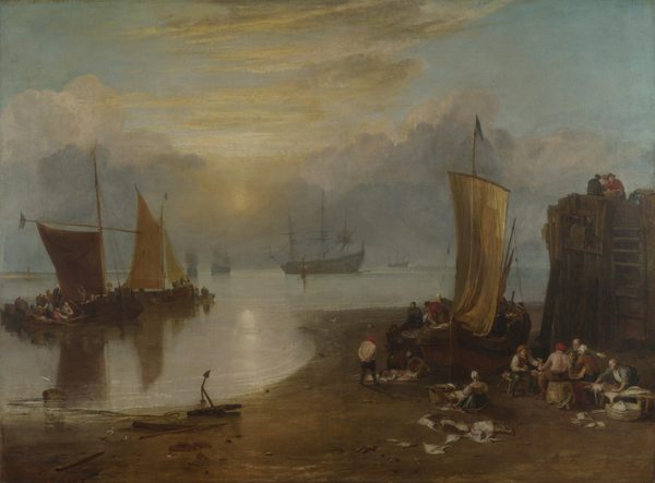 Sun Rising through Vapour, Fishermen Cleaning and Selling Fish by J. M. W. Turner