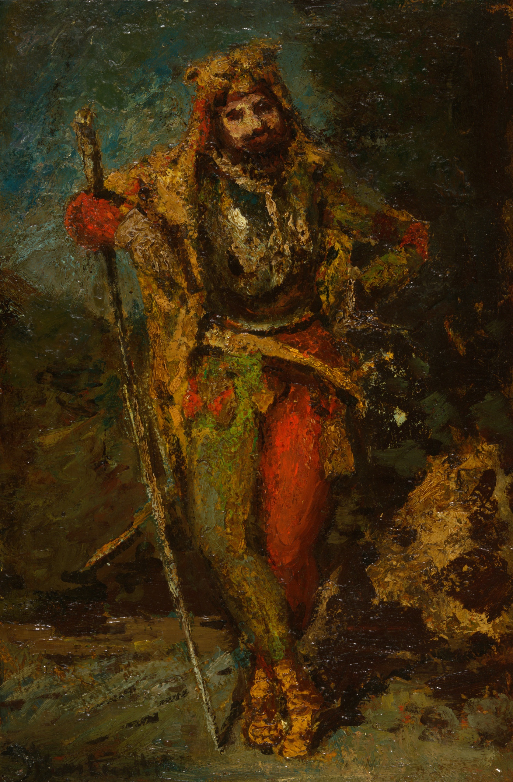 A work made of oil on panel.