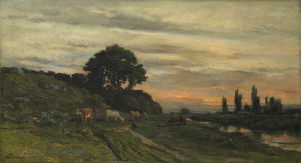 Landscape with Cattle by a Stream by Charles-François Daubigny