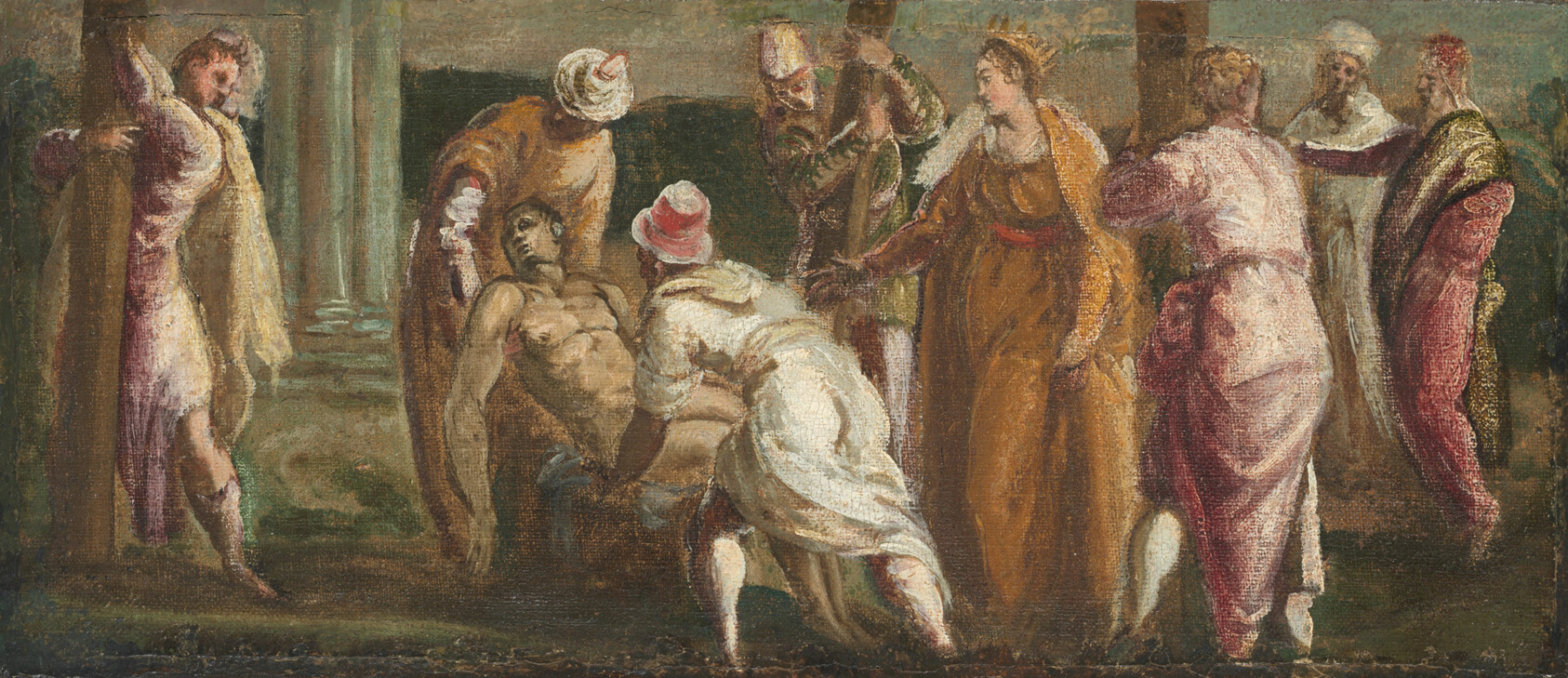 A work made of oil on canvas.