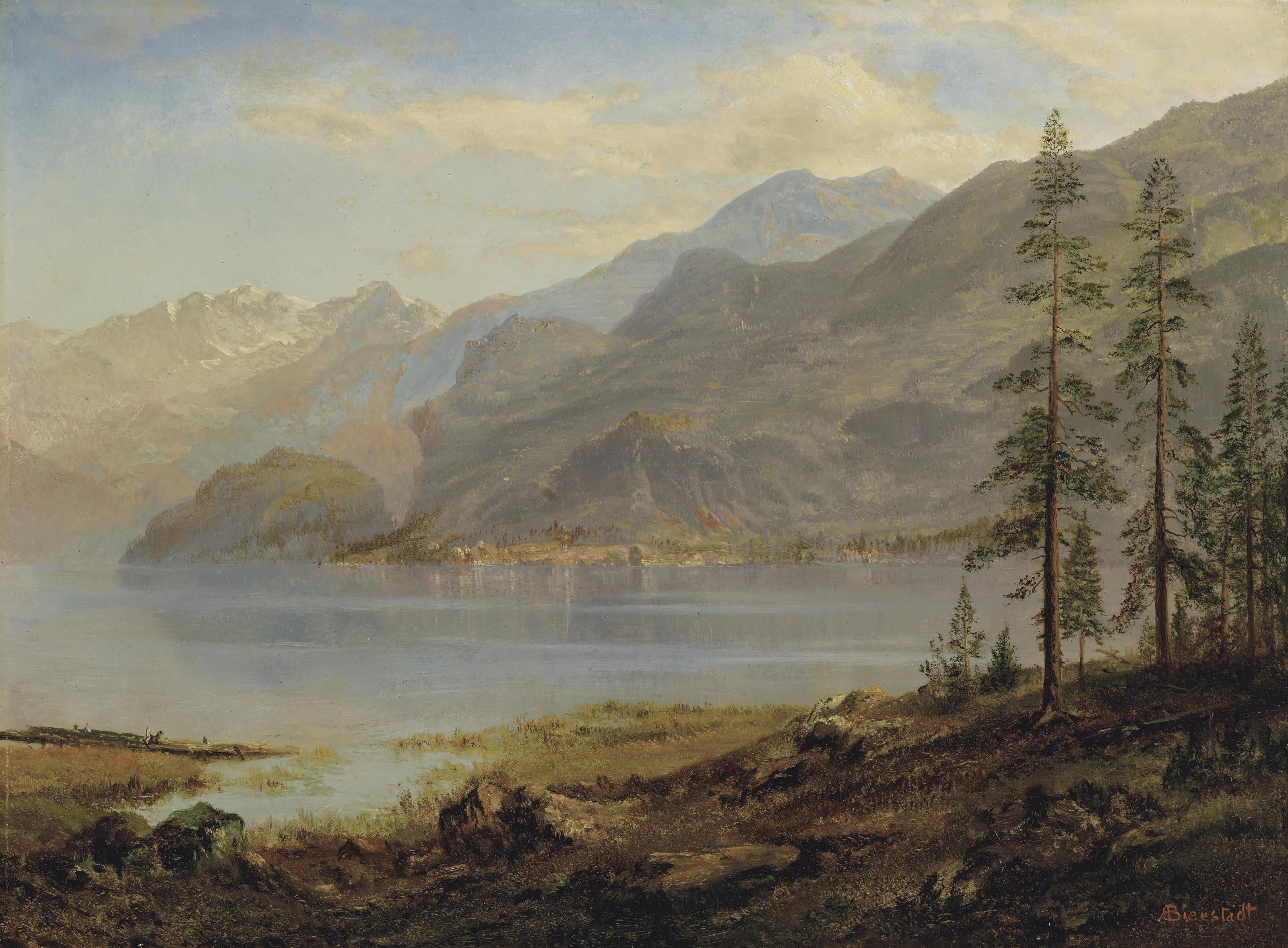 Landscape with Lake by Albert Bierstadt, 1870 by Albert Bierstadt