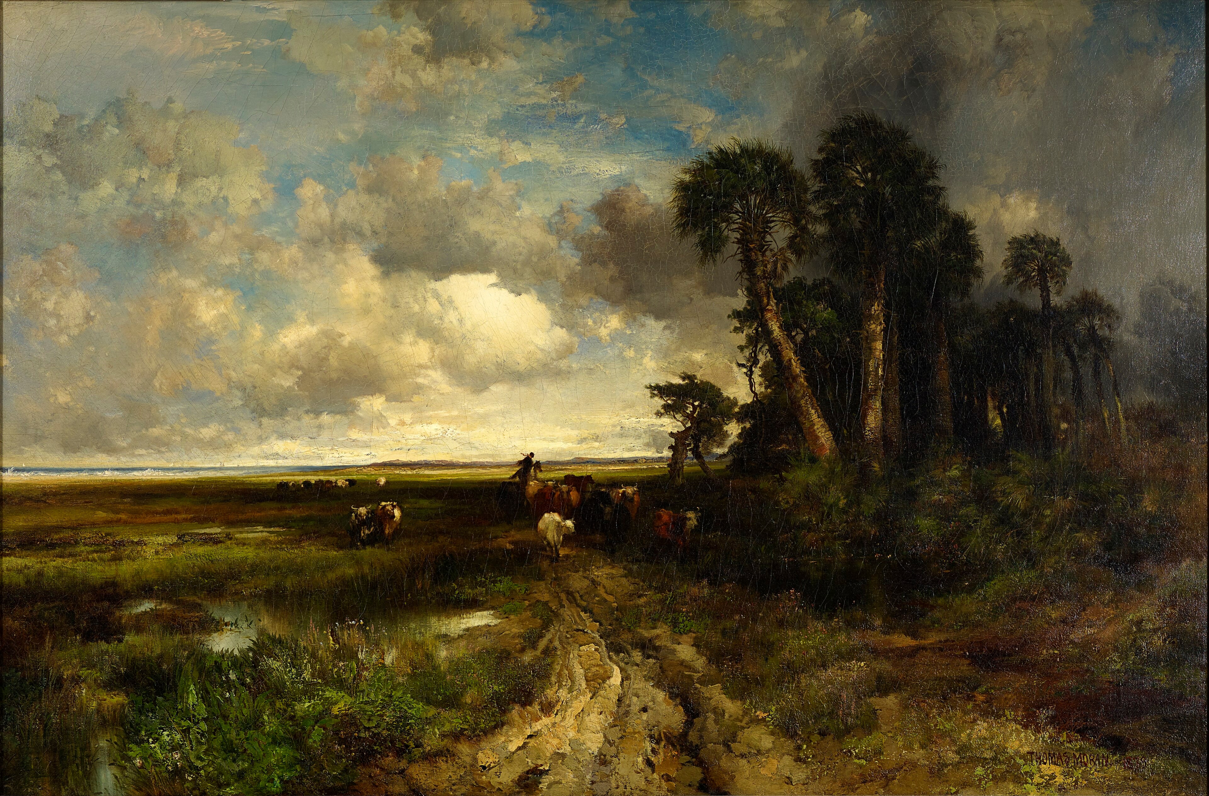 Bringing Home the Cattle - Coast of Florida by Thomas Moran