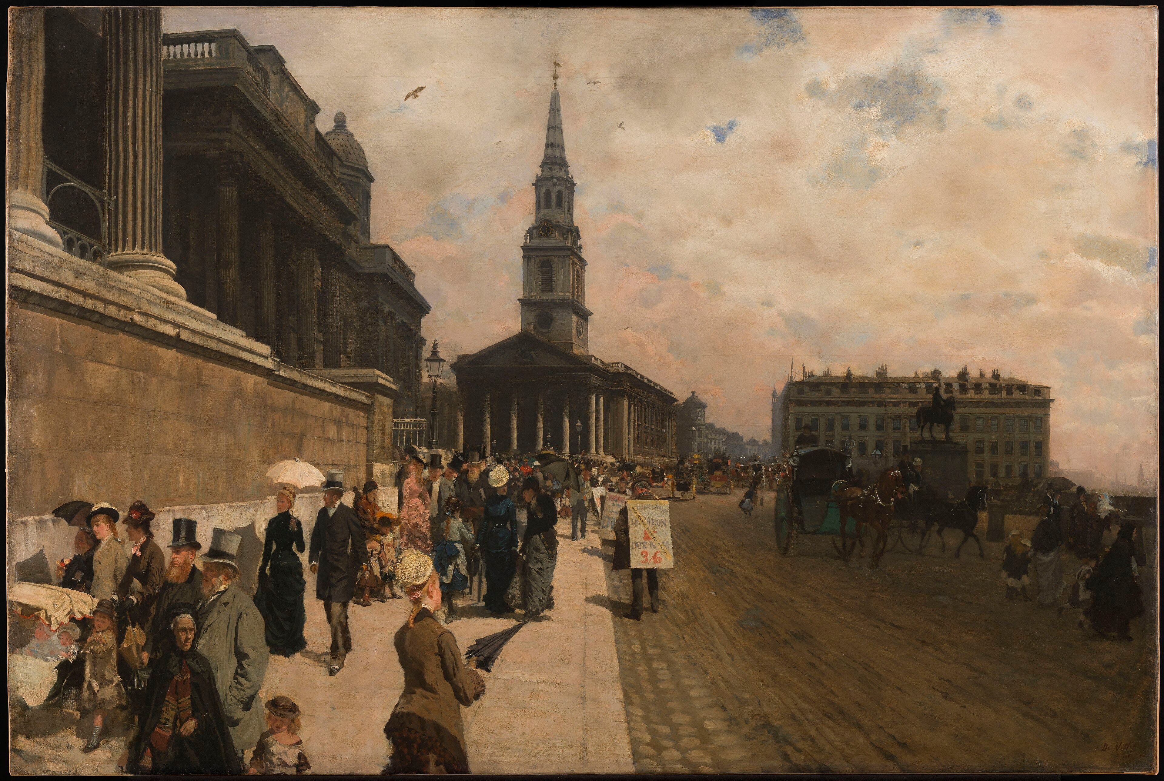 The National Gallery and Saint Martin's Church in London by Giuseppe De Nittis