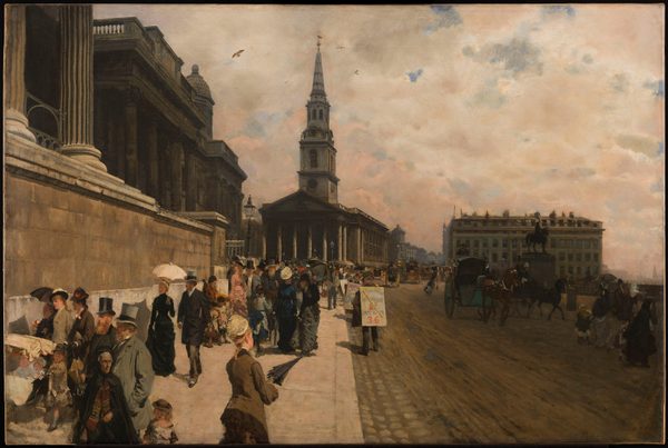 The National Gallery and Saint Martin's Church in London by Giuseppe De Nittis