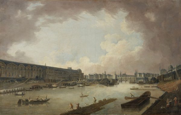 French: La Grande Galerie, le Pont-Neuf et l'île de la Cité, vus du Pont Royal by Pierre-Antoine Demachy