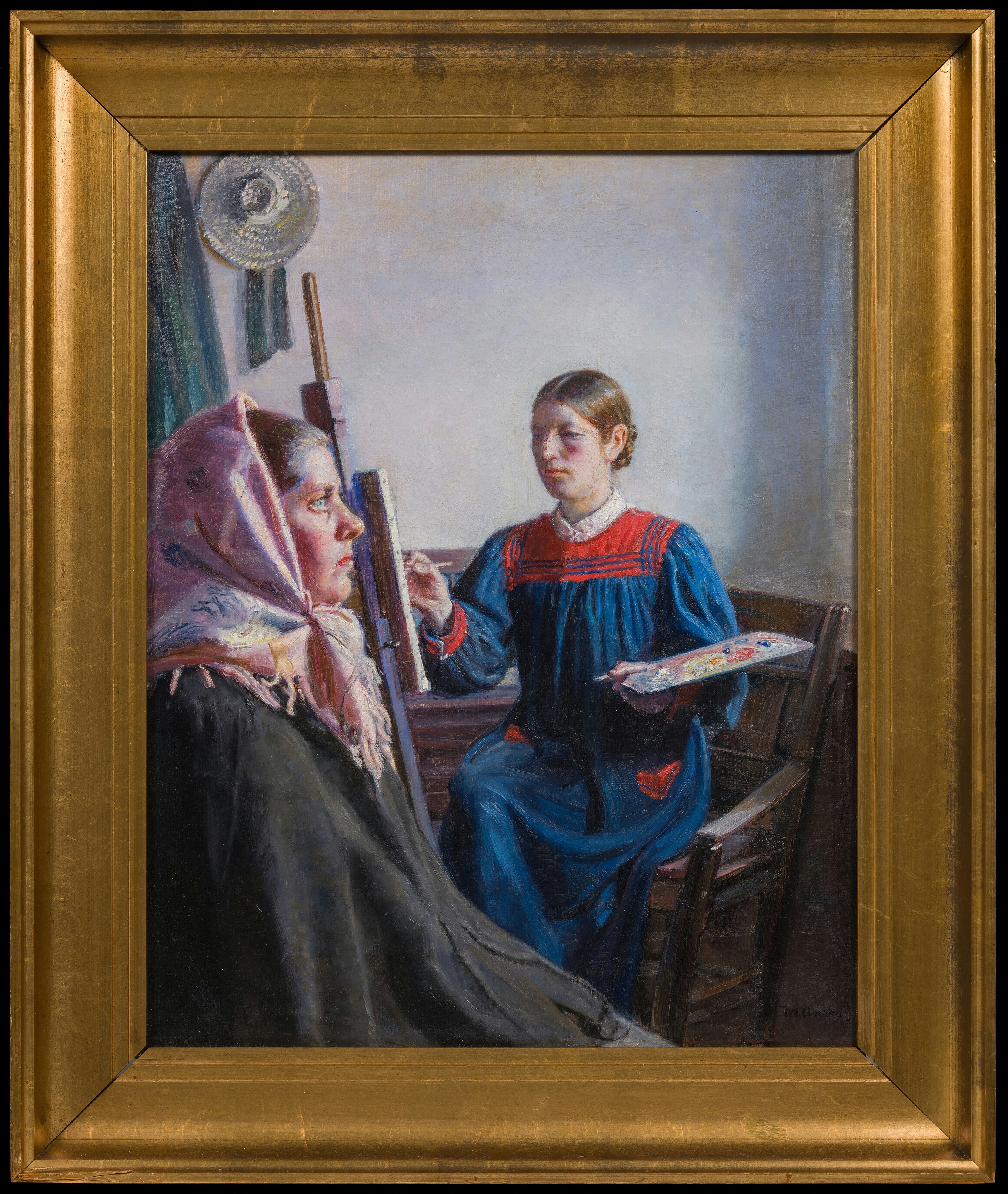 Anna Ancher Painting a Model by Michael Ancher