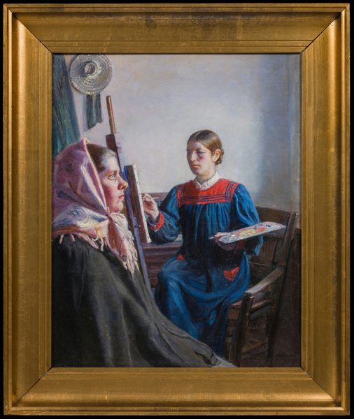 Anna Ancher Painting a Model by Michael Ancher