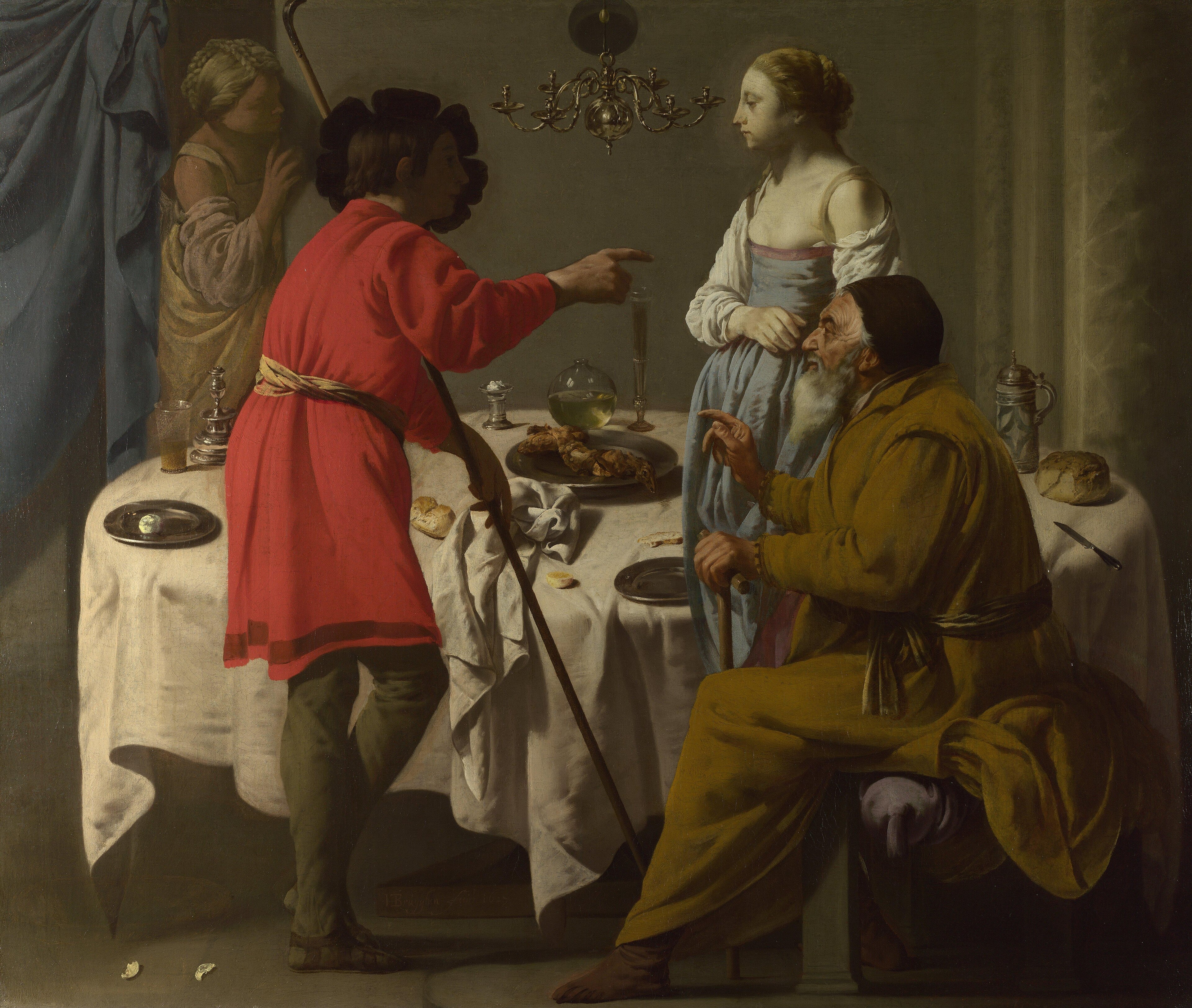 Jacob reproaching Laban for giving him Leah in place of Rachel by Hendrick ter Brugghen