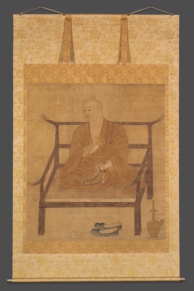 A work made of hanging scroll; ink, colors, and gold on silk.