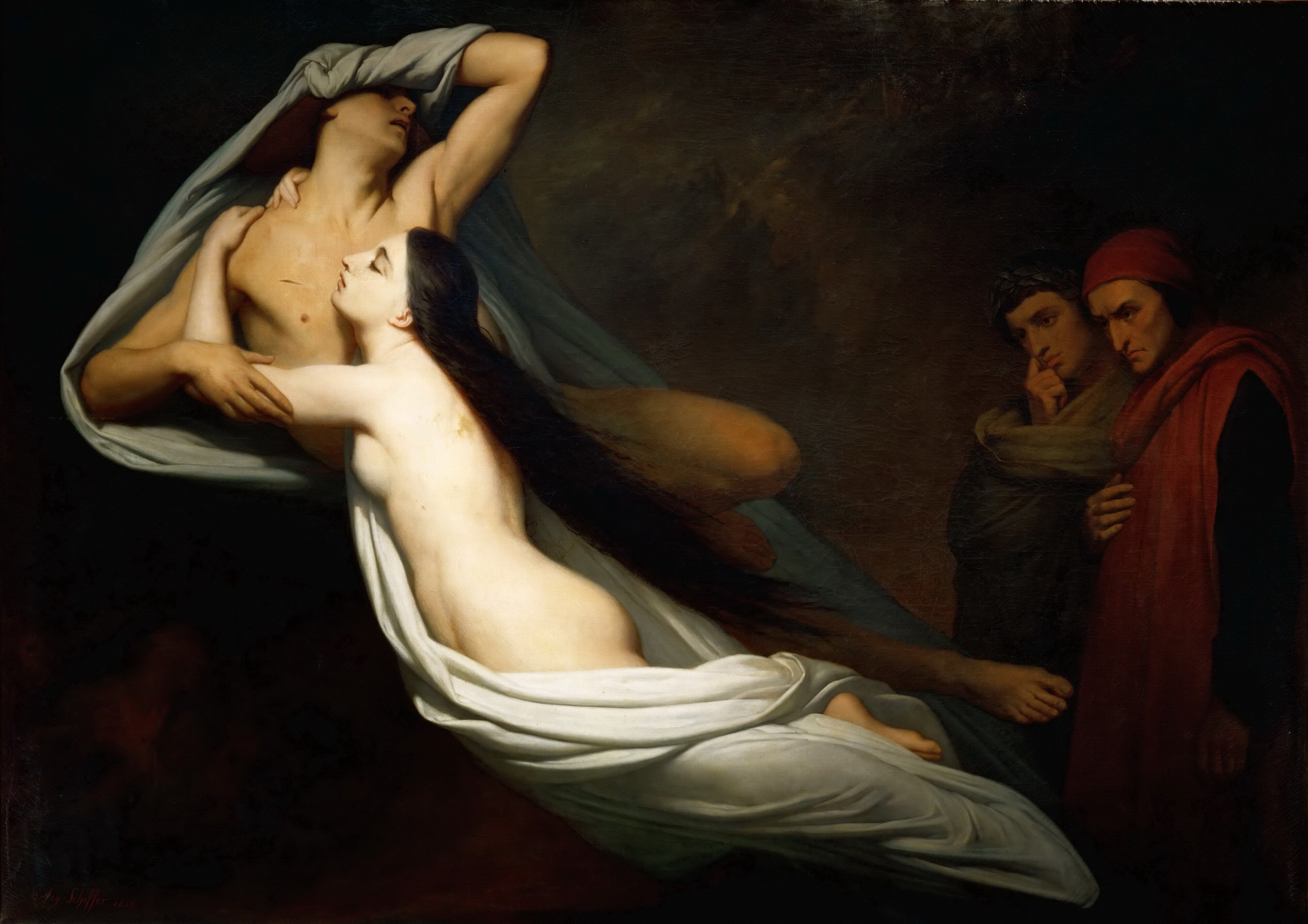 Dante and Virgil Encountering the Shades of Francesca de Rimini and Paolo in the Underworld by Ary Scheffer