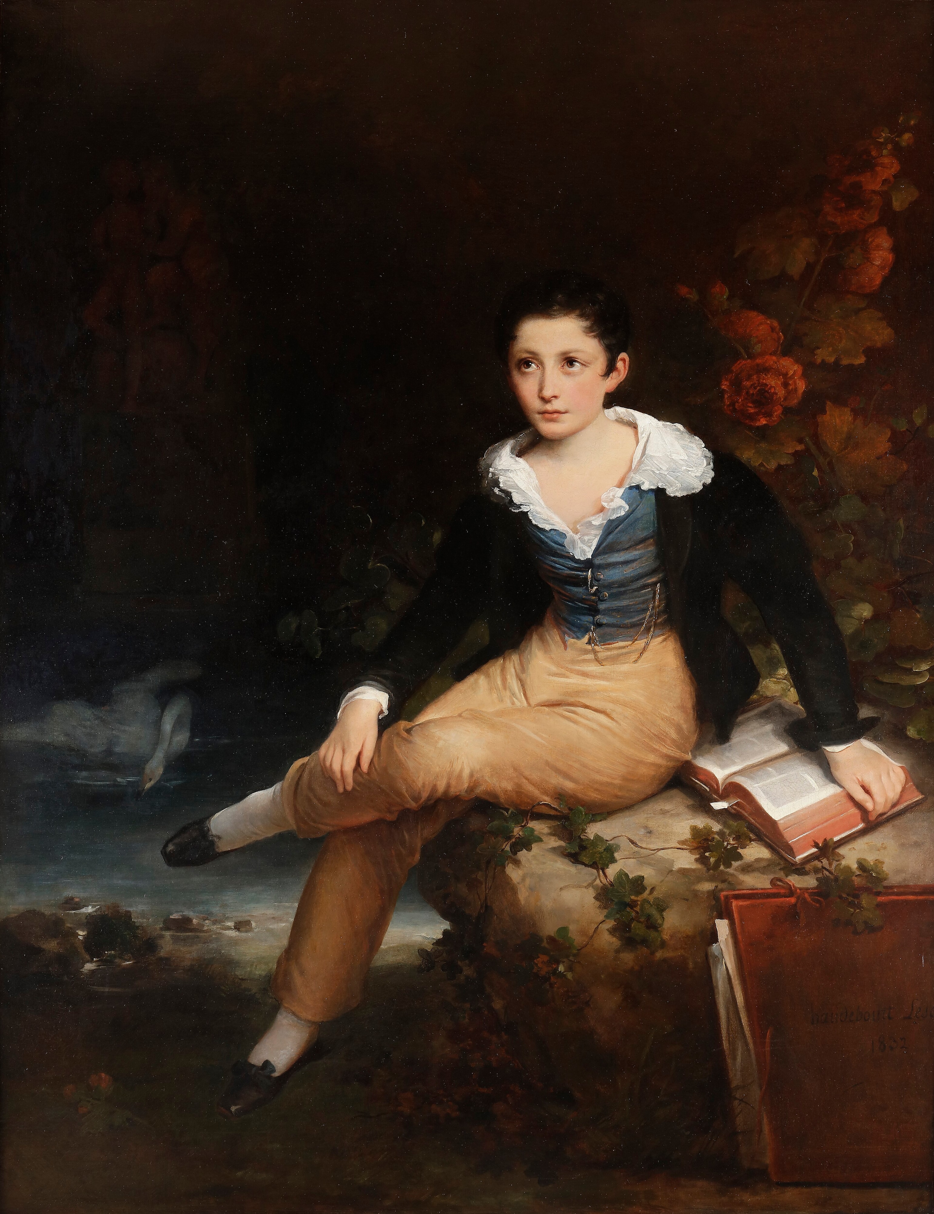 Portrait of Leon Haudebourt, the artist's son by Hortense Haudebourt-Lescot