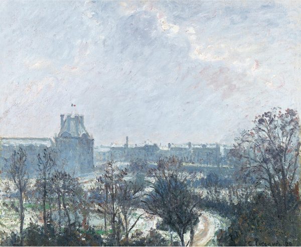 Camille Pissarro - Le Jardin des Tuileries et le pavillon de Flore, effet de neige (PD 1251) by Camille Pissarro