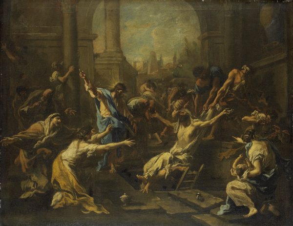 The Raising of Lazarus. by Alessandro Magnasco