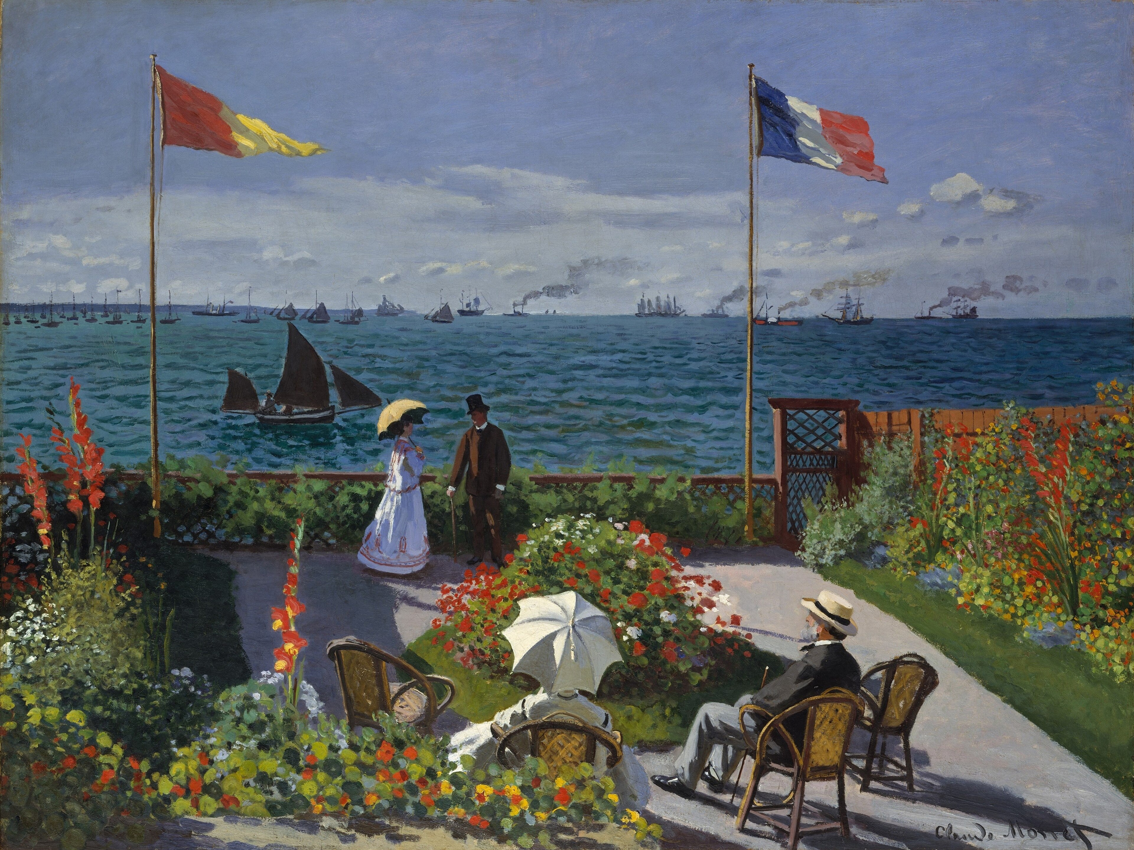 French: Terrasse à Sainte-Adresse Garden at Sainte-Adresse by Claude Monet
