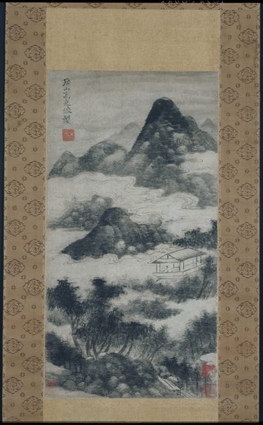 A work made of hanging scroll; ink on paper.