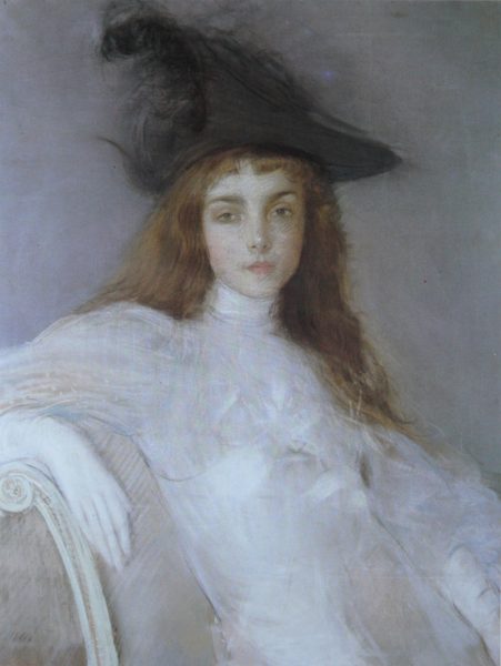 Paul Helleu jeune fille au chapeau noir Pastel Louvre by Paul César Helleu