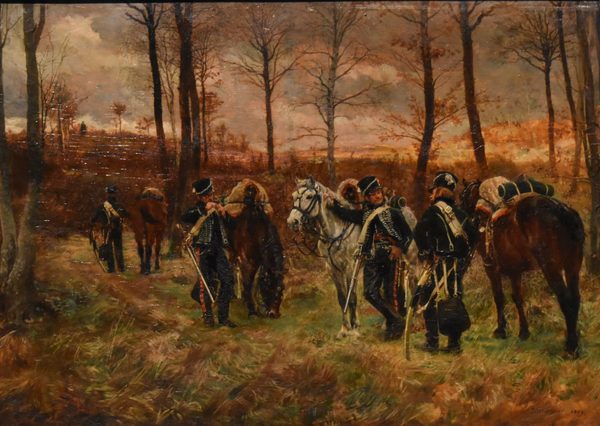 Petit poste de Grand'Garde, 8e Hussards en 1803 by Jean-Louis-Ernest Meissonier