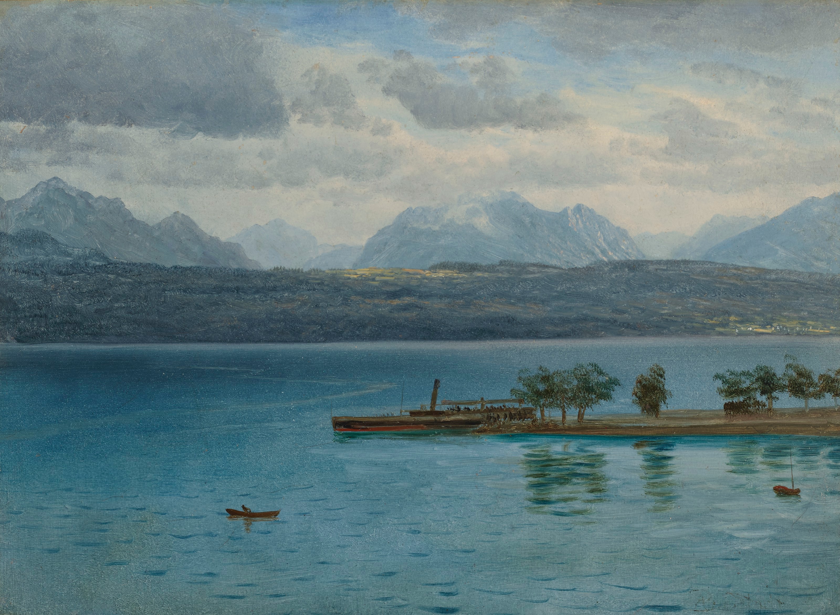 Western River Scene by Albert Bierstadt