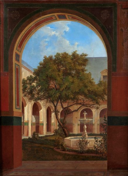 French: La Cour du mûrier à l’Ecole Impériale des Beaux-Arts de Paris en 1866 by Zélia Lenoir