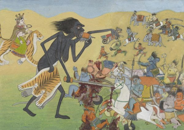 Kali Fights Demons Chanda and Munda - c. 1825-35 by Unknown author Unknown author