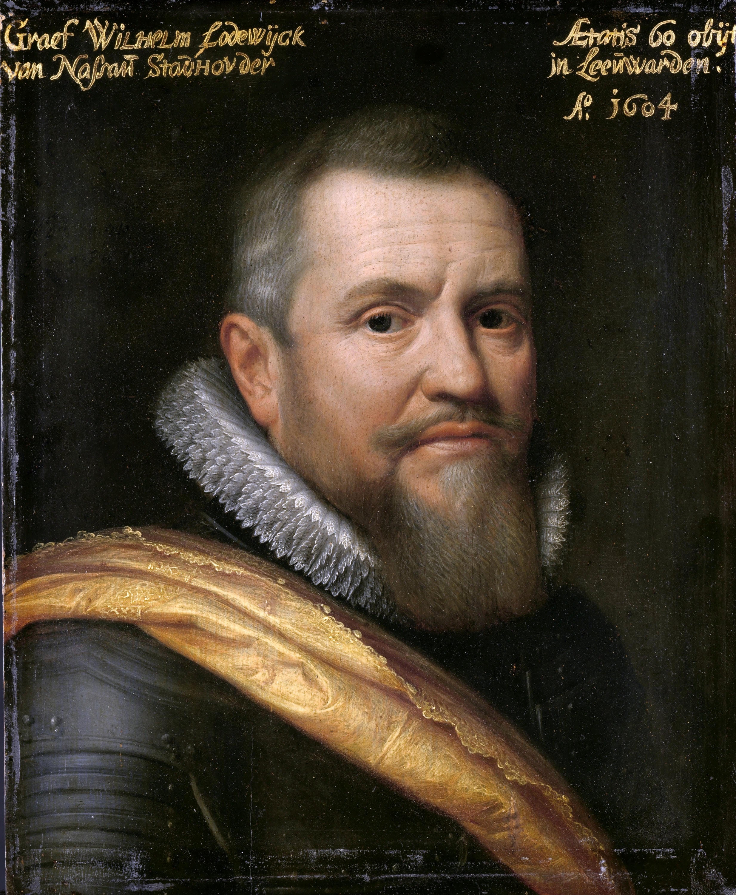 Portrait of Willem Lodewijk, Count of Nassau Alternative title(s): Portrait of Willem Lodewijk (1560-1620), count of Nassau, nicknamed in Frisian ‘us heit’ . [ 1 ] by Michiel Jansz. van Mierevelt
