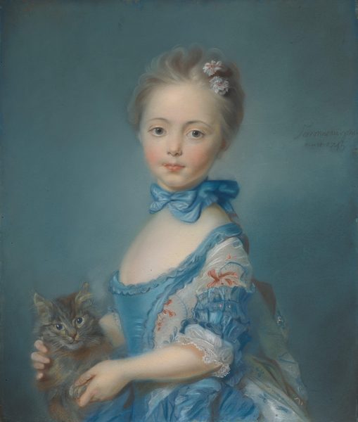 A Girl with a Kitten by Attributed to Jean-Baptiste Perronneau