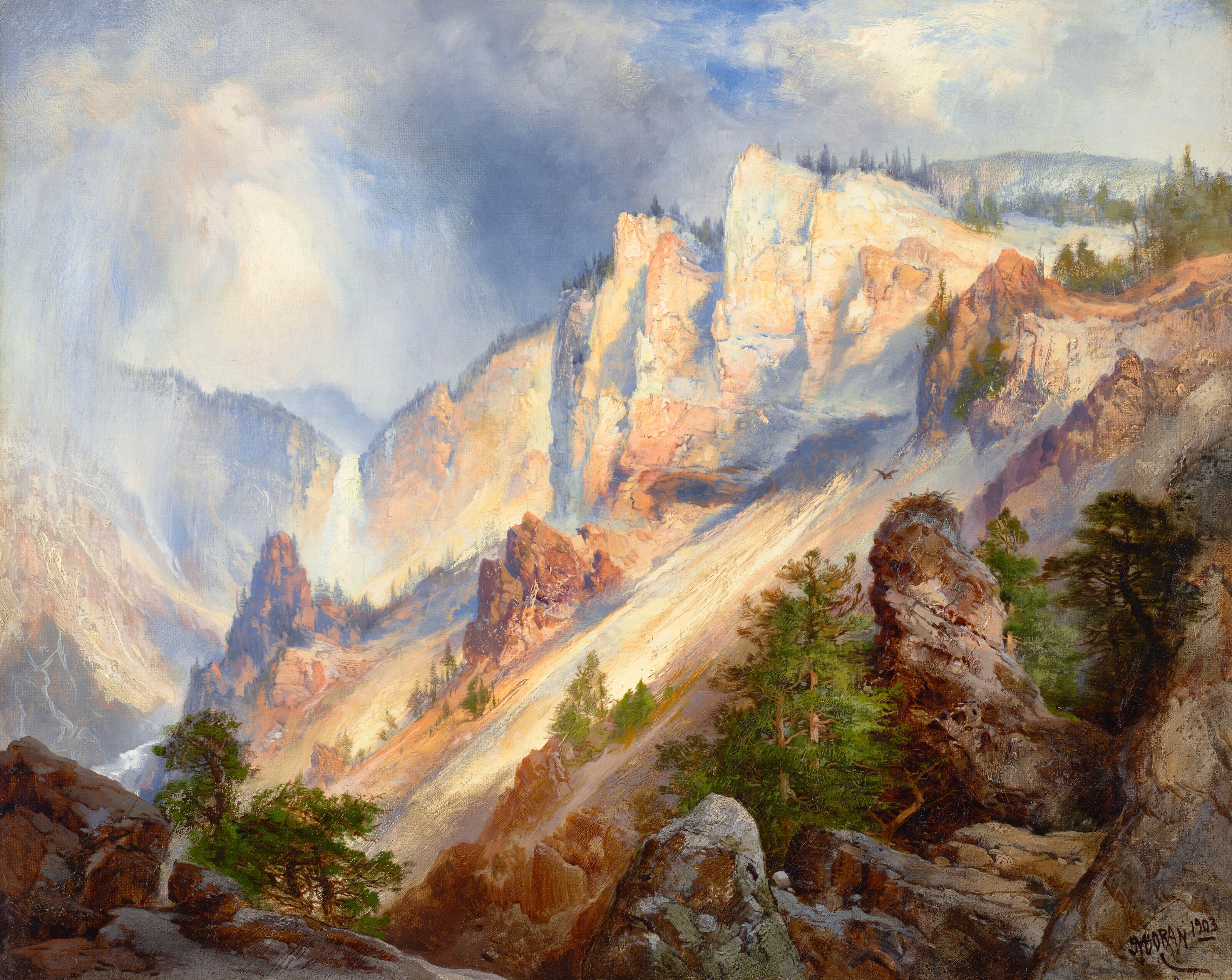 A Passing Shower in the Yellowstone Cañon by Thomas Moran