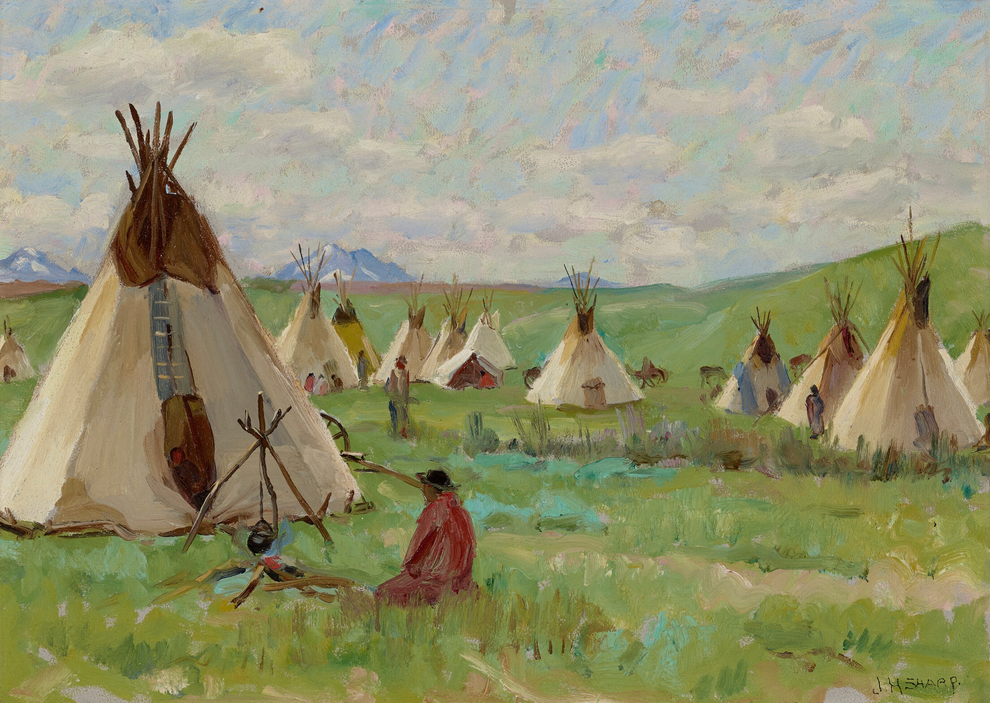 Blackfeet Teepees, Glacier Park by Joseph Henry Sharp
