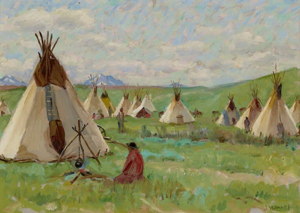 Blackfeet Teepees, Glacier Park by Joseph Henry Sharp