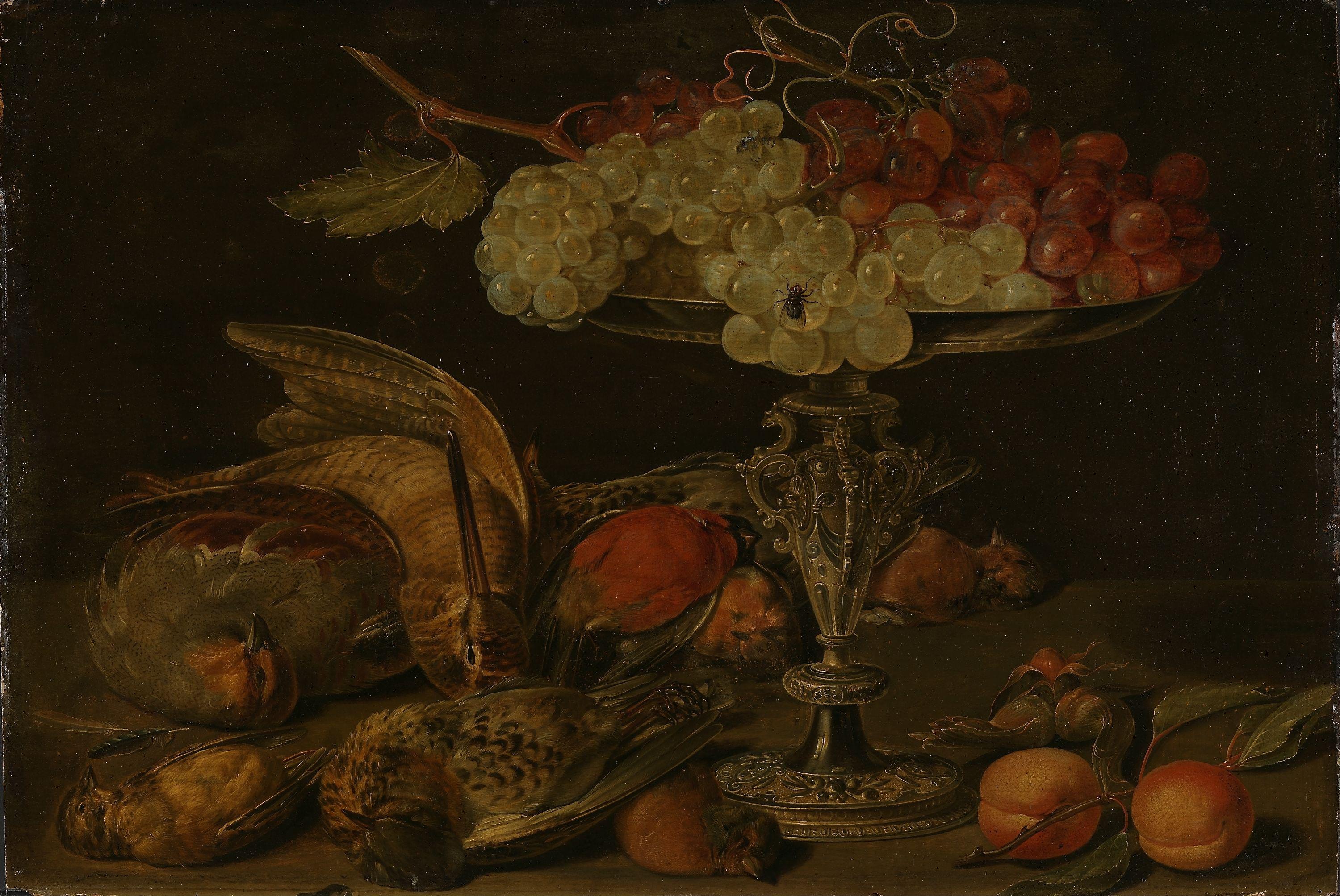 Still Life with Small Game and Grapes on a Gilded Tazza by Clara Peeters