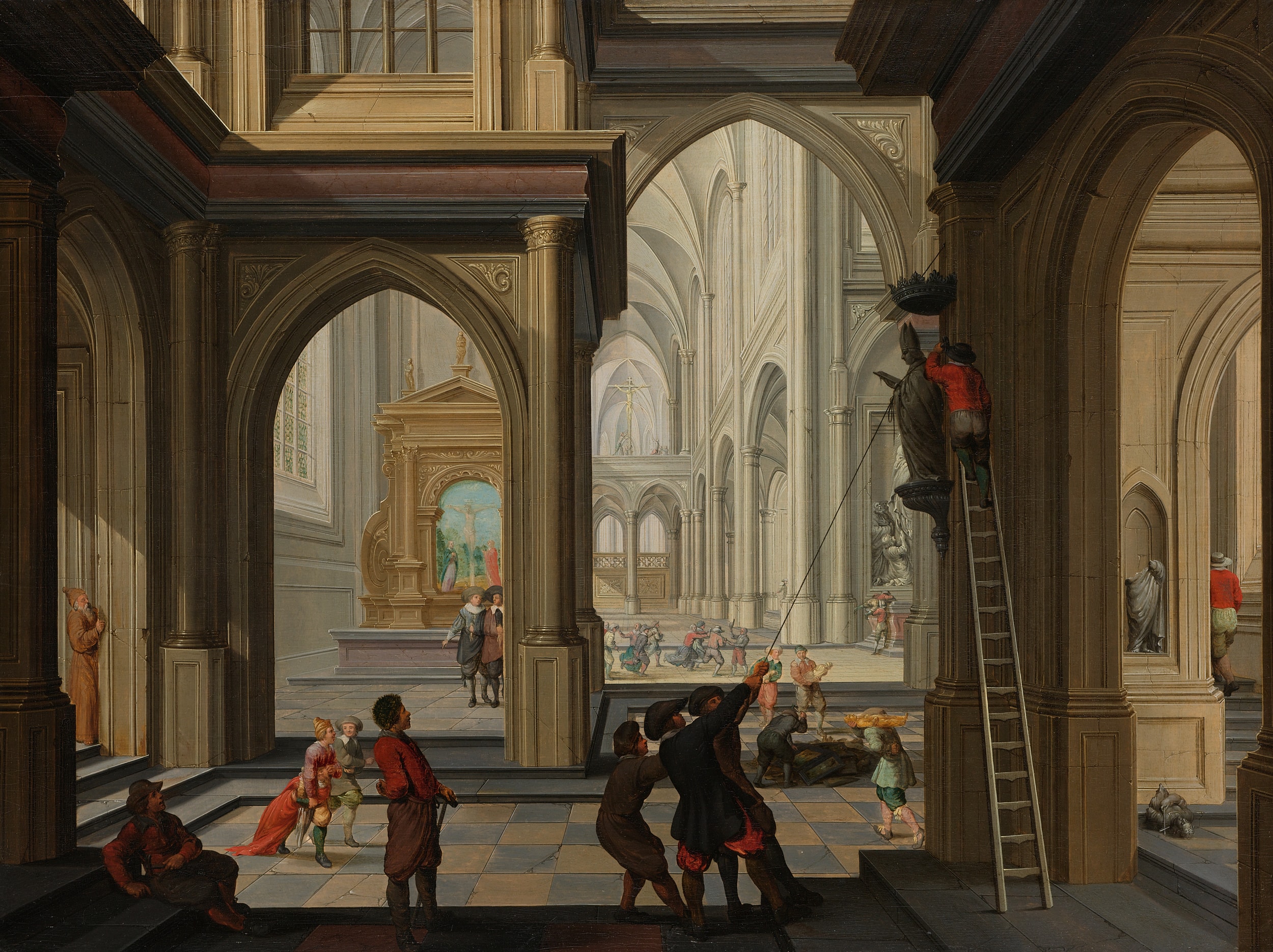 Iconoclasts in a church by Dirck van Delen