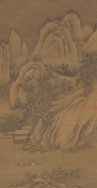 A work made of hanging scroll; ink and colors on silk.