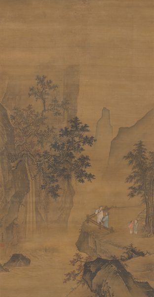 A work made of hanging scroll; ink and slight color on silk.