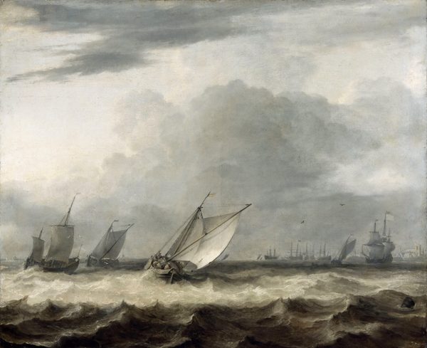 Boats in high winds by Allaert van Everdingen