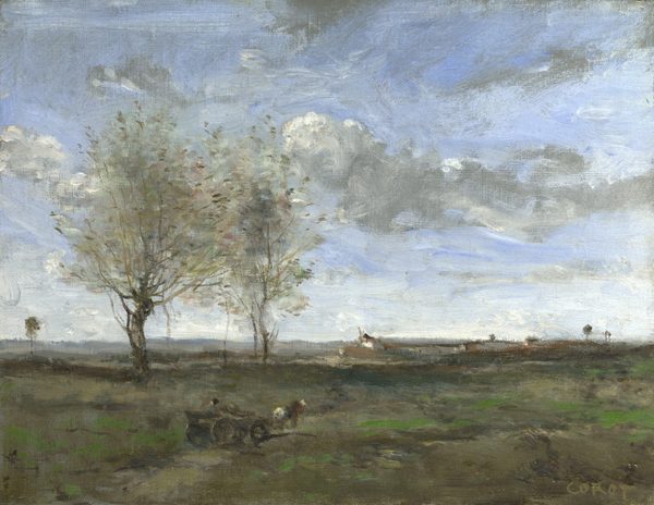A Wagon in the Plains of Artois by Jean-Baptiste Camille Corot