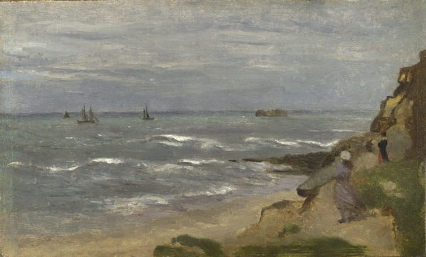 Corot - Follower of - Seascape with Figures on Cliffs, NG6416 by Jean-Baptiste Camille Corot