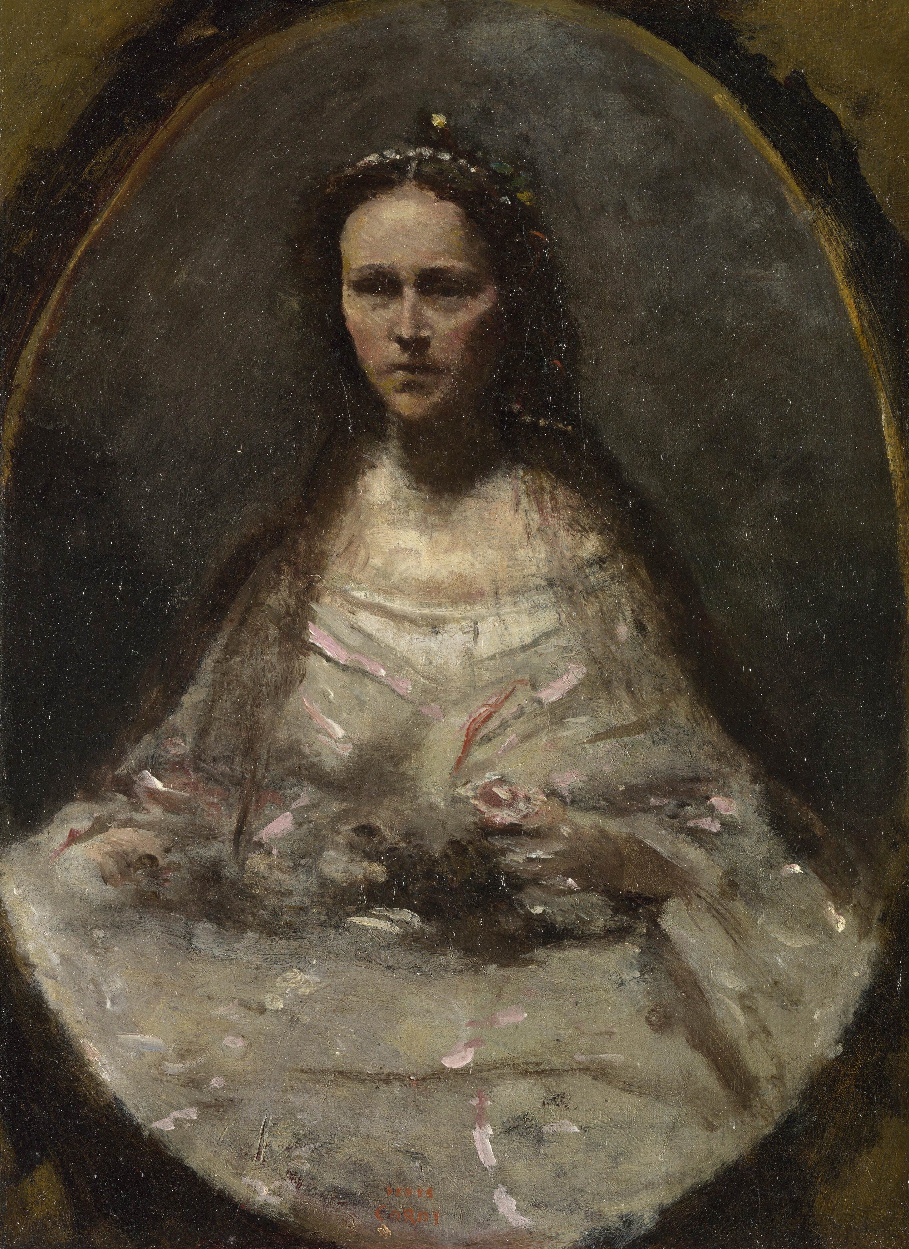 Sketch of a Woman in Bridal Dress by Jean-Baptiste Camille Corot