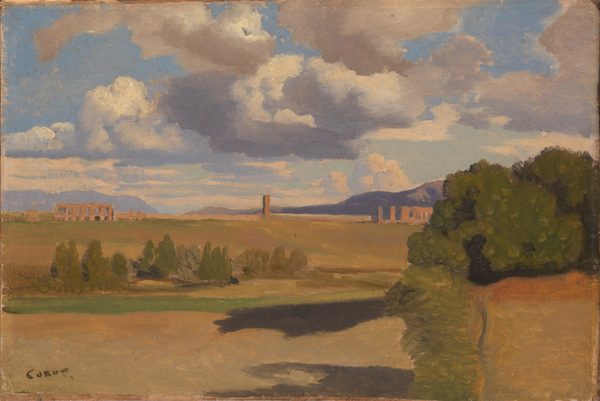 The Roman Campagna, with the Claudian Aqueduct by Jean-Baptiste Camille Corot