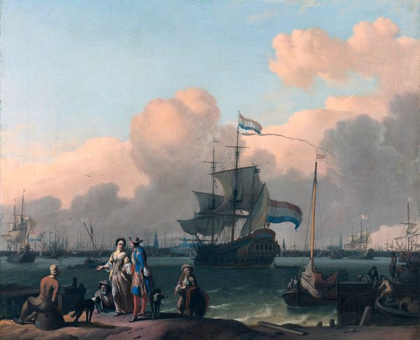 The Y at Amsterdam, with the Frigate 'De Ploeg' by Ludolf Bakhuizen